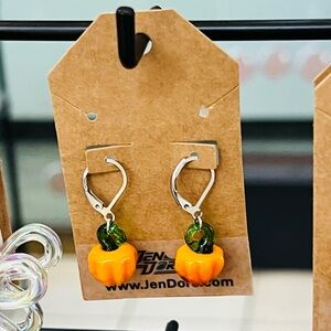 JenDore Handmade Halloween Fall Pumpkin Dangle Drop Earrings